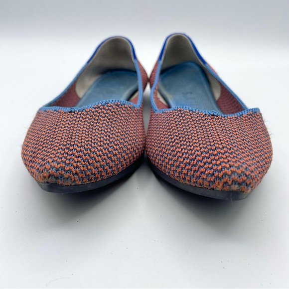 Rothy’s The Point Flat Tangerine Tripe Stitch Blue Orange Woven Ballet Retired 5 - Picture 8 of 16